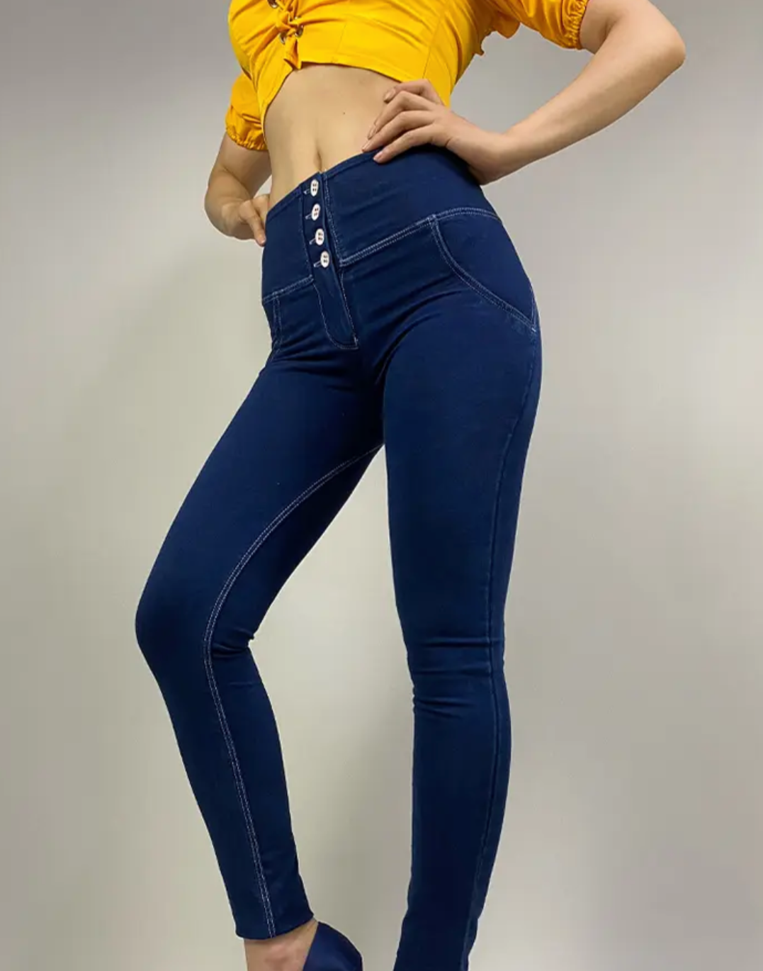 Dark Blue Denim High Waist Shape Wear