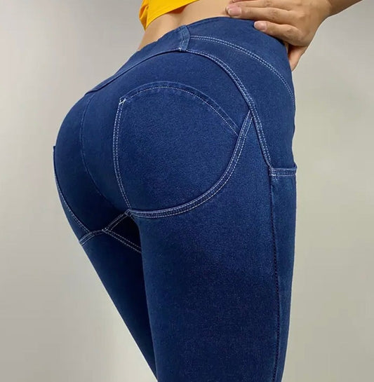 Dark Blue Denim High Waist Shape Wear