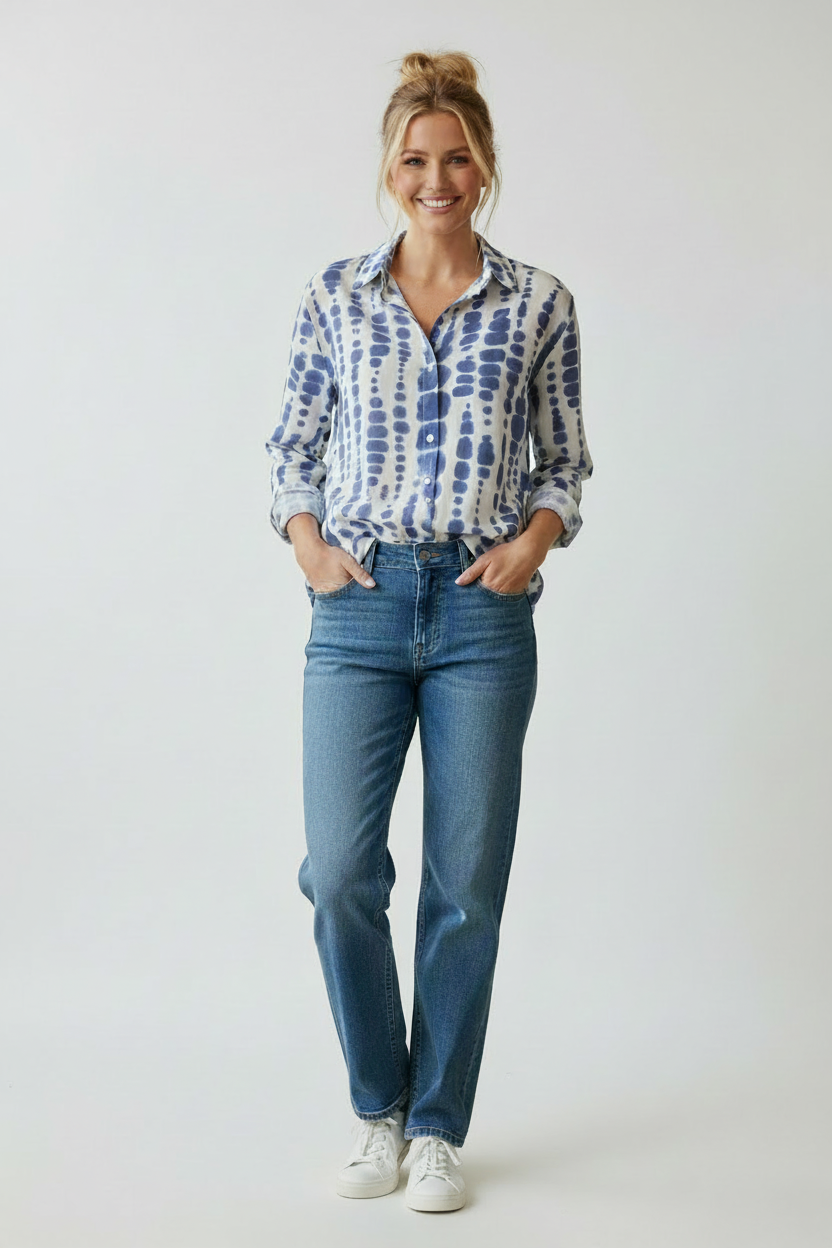 Blue Lagoon Blouse - Wide Leg Jeans