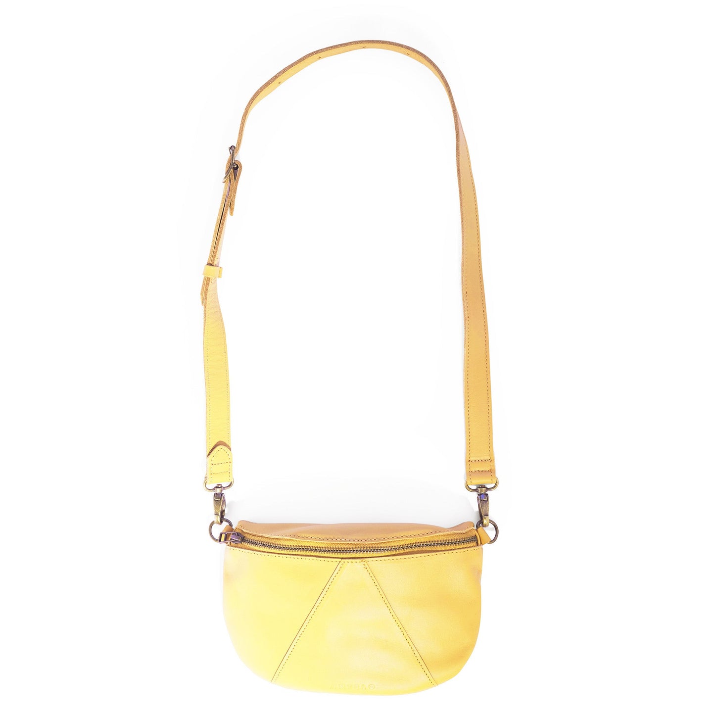 Antelo Ruby Classic Adjustable leather moon bag Crossbody Sunwashed Yellow