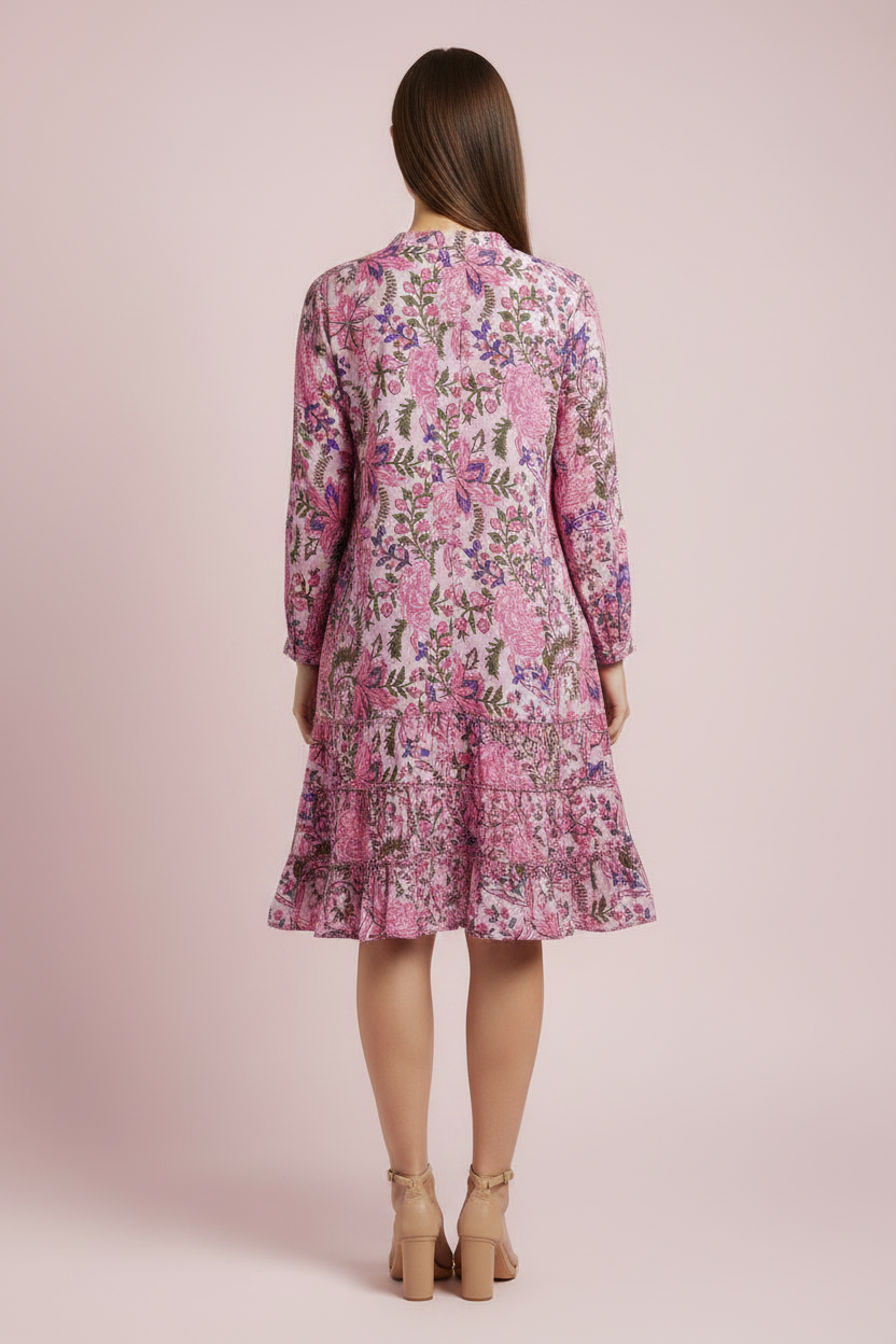 Pink Mid Sleeve Dress