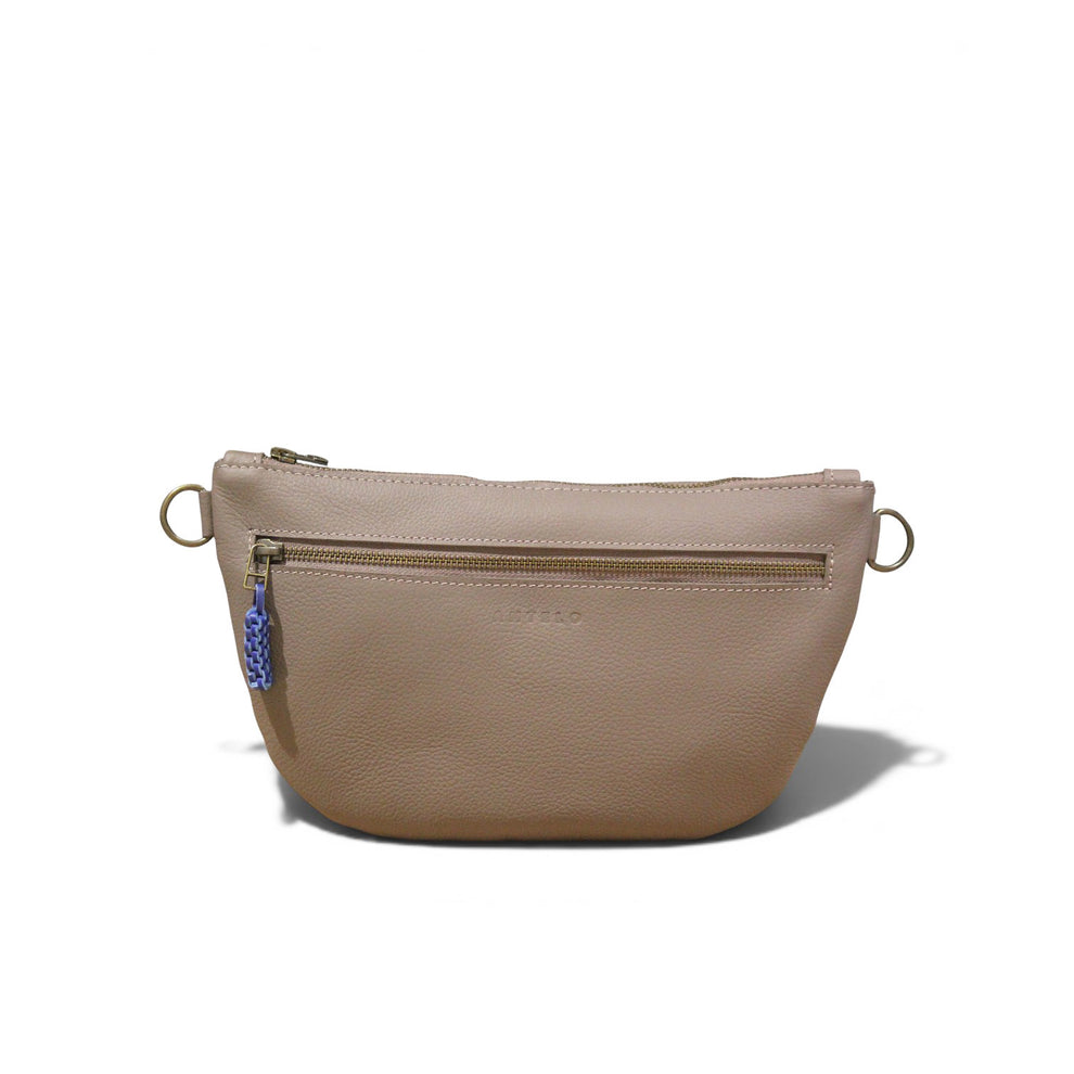Antelo Ayla Adjustable Half Moon Crossbody Dark Taupe Cobalt Blue