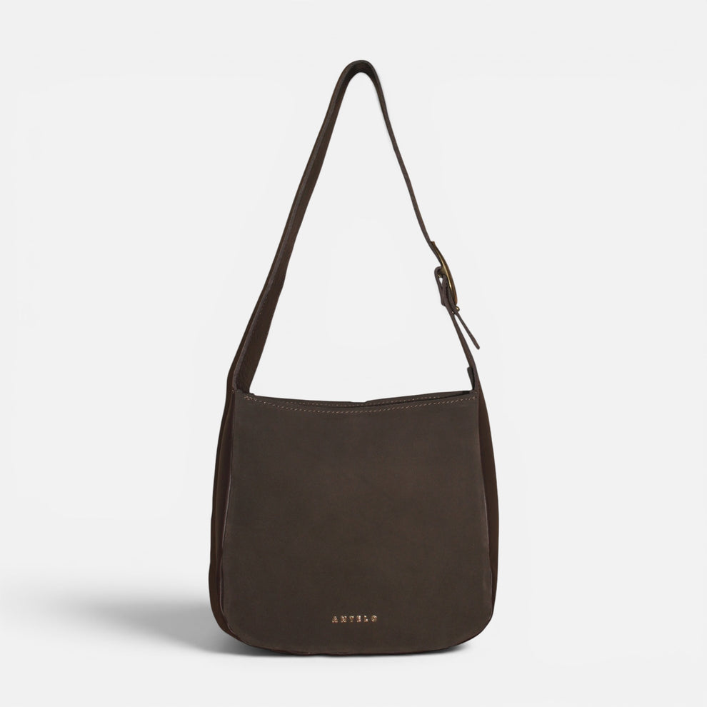 Antelo Buckley Unlined leather Hobo Shoulder Bag Choc Ganache & Brown