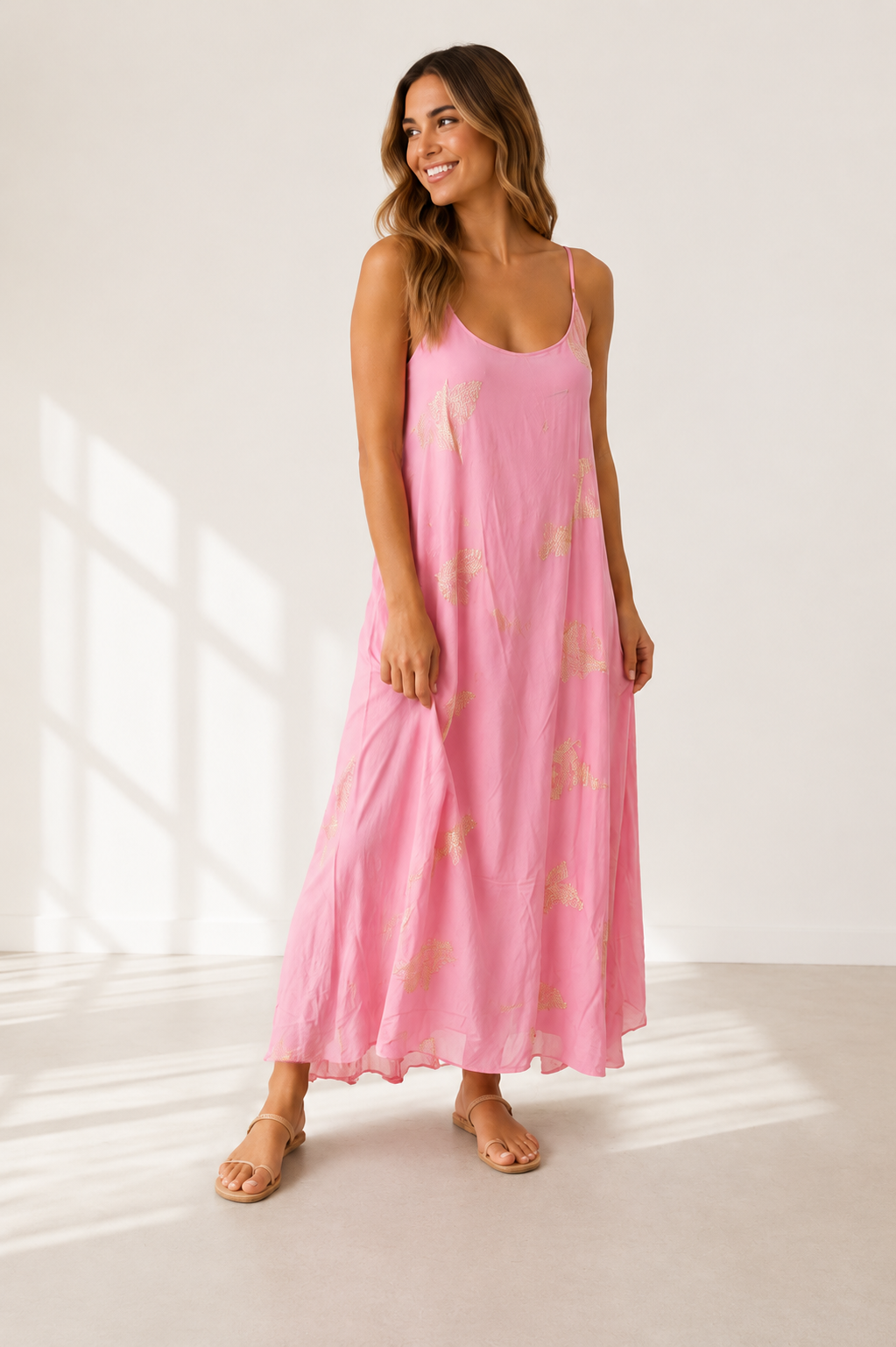 Indi Gold Detail Dress Pink