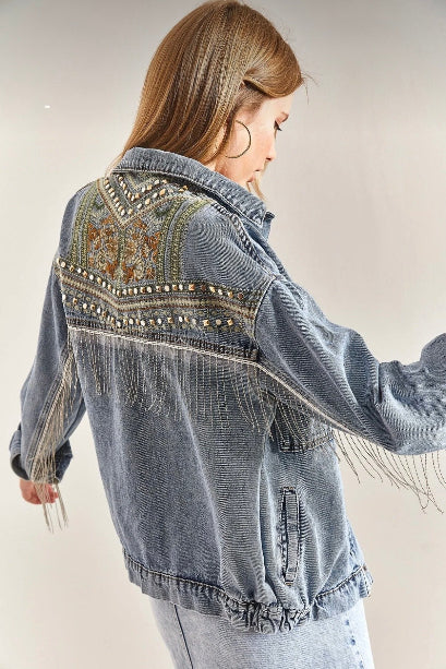 Rhinestone Fringe Jacket