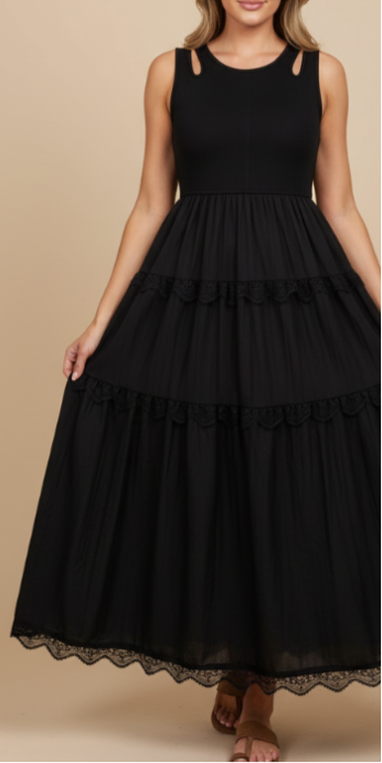 Shoulder Cut- Out Dress - Black