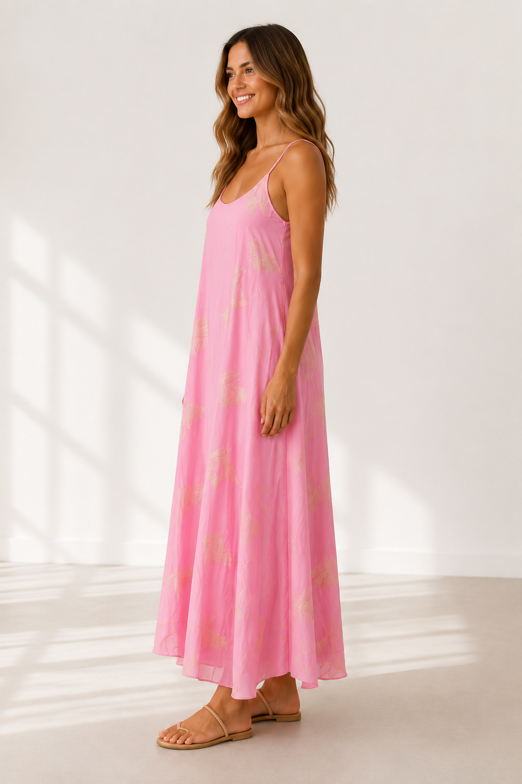 Indi Gold Detail Dress Pink
