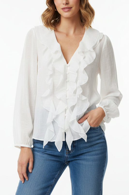 Frilly Blouse - White