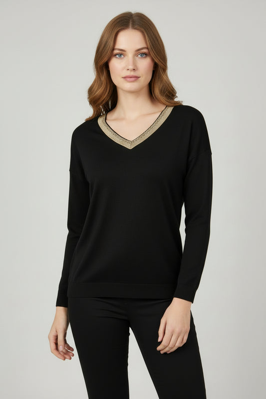 Gold Detail Knit - Black