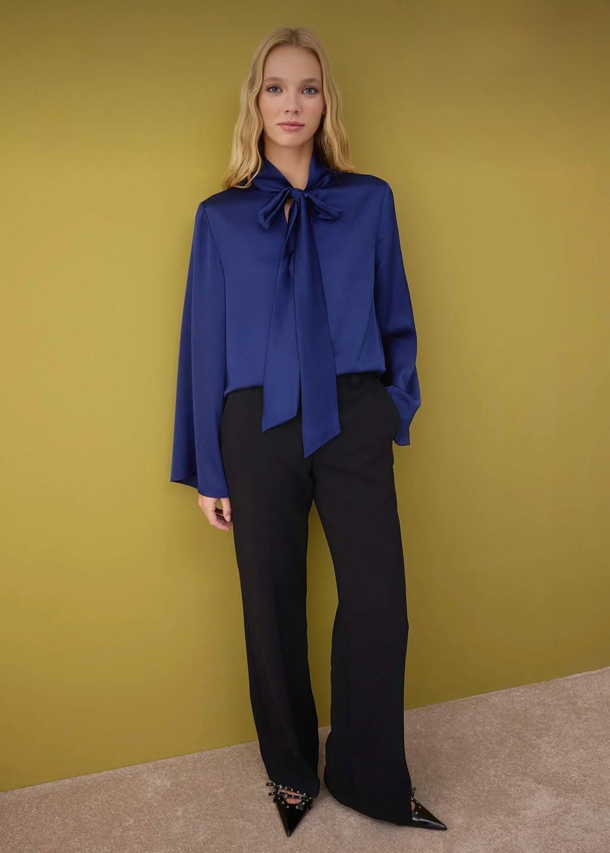 Cobalt Blue Tie Blouse