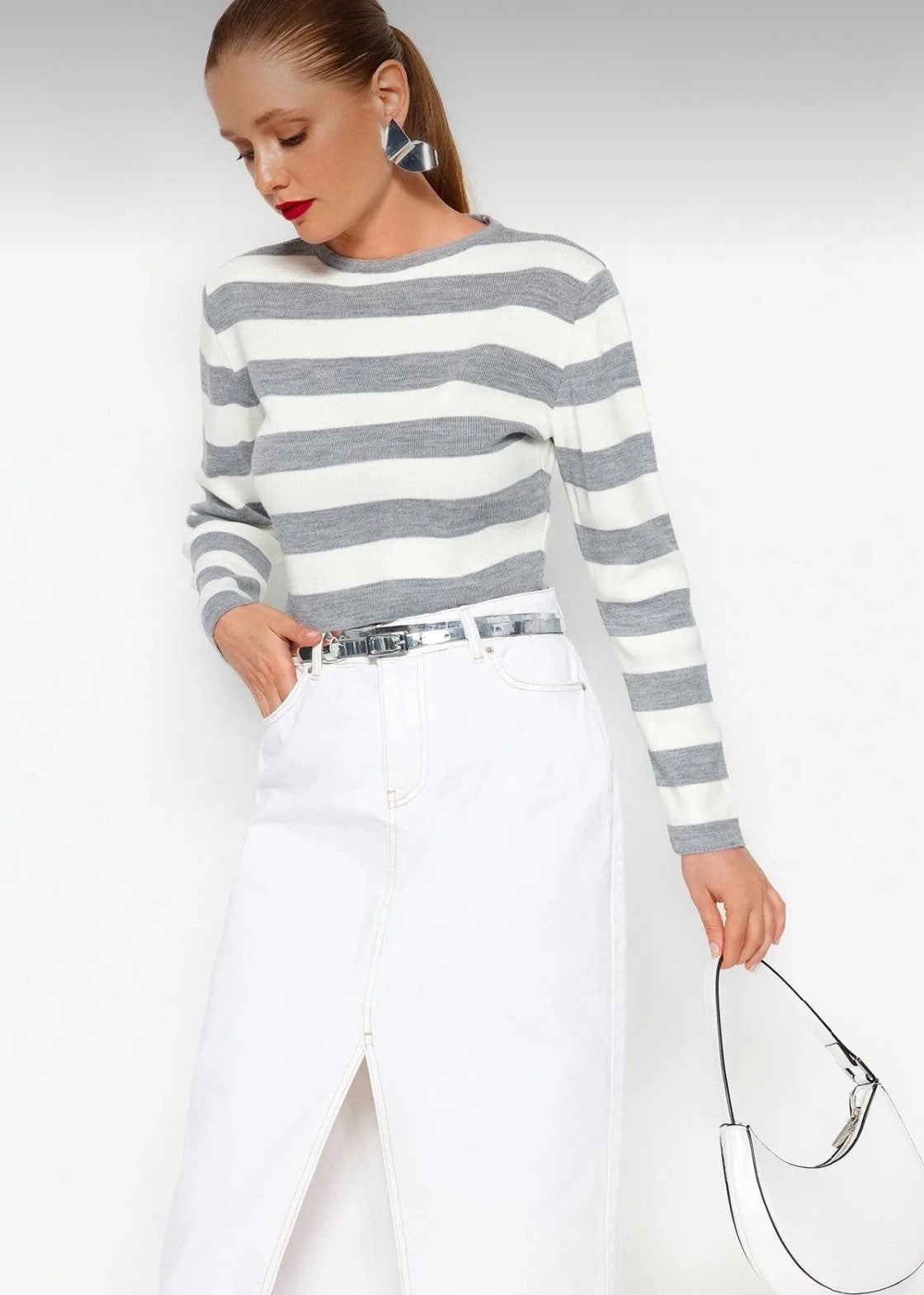 Cropped Striped Knit