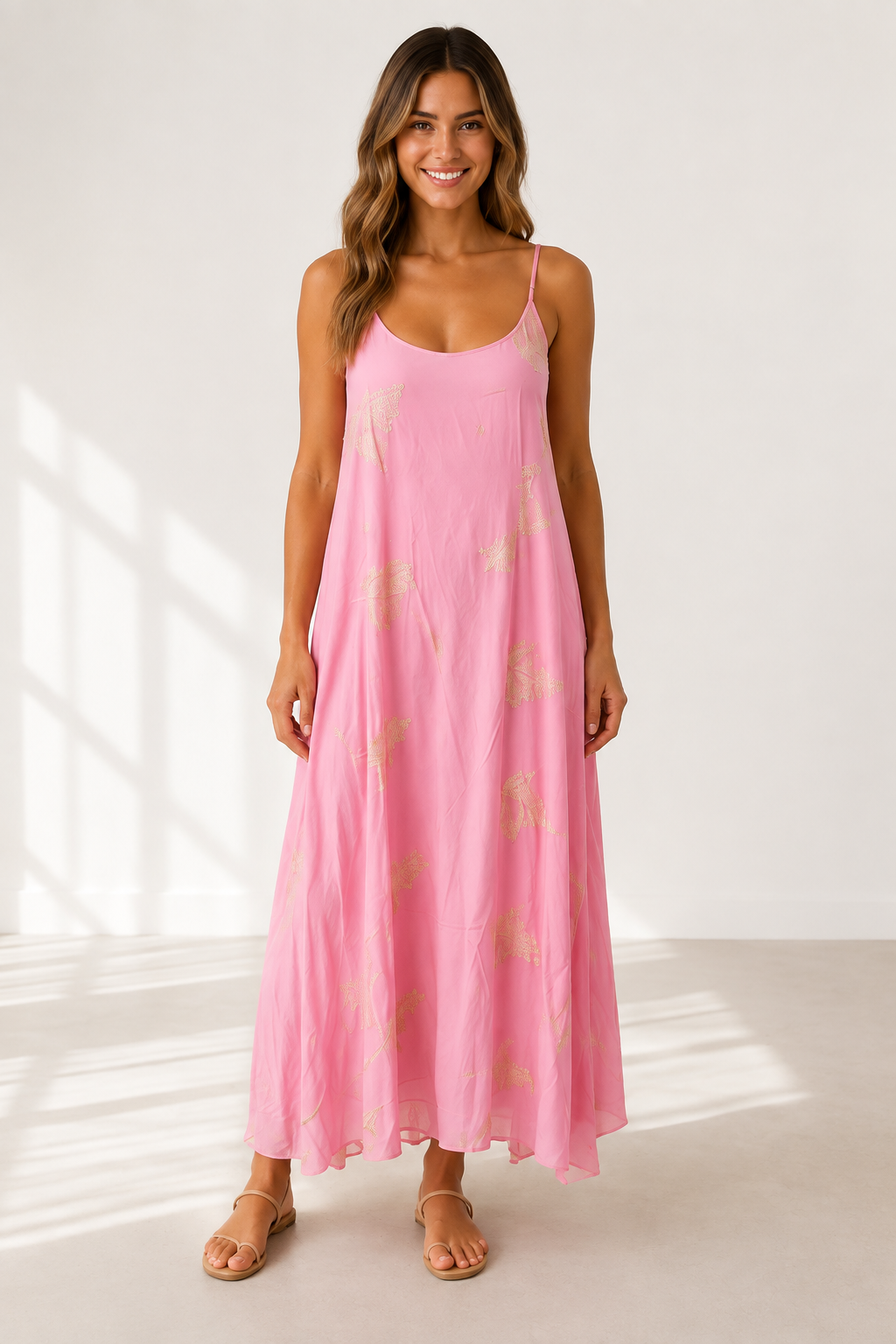 Indi Gold Detail Dress Pink