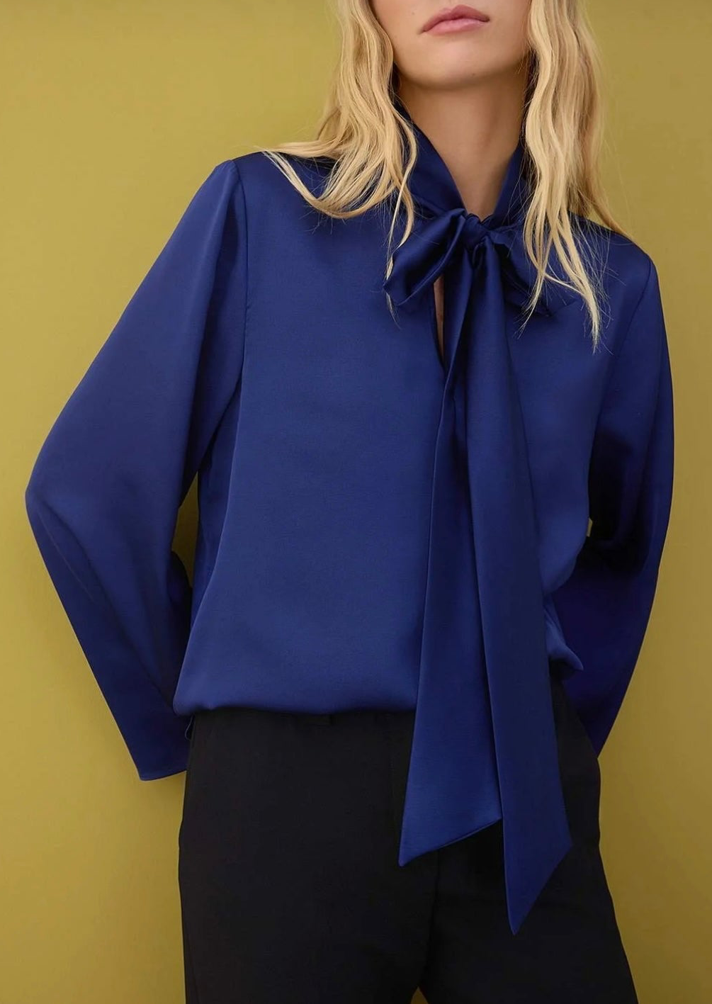 Cobalt Blue Tie Blouse