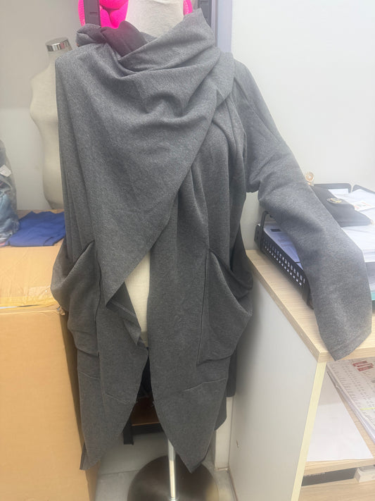 Lightweight Fleece Coatigan with Wraparound Scarf