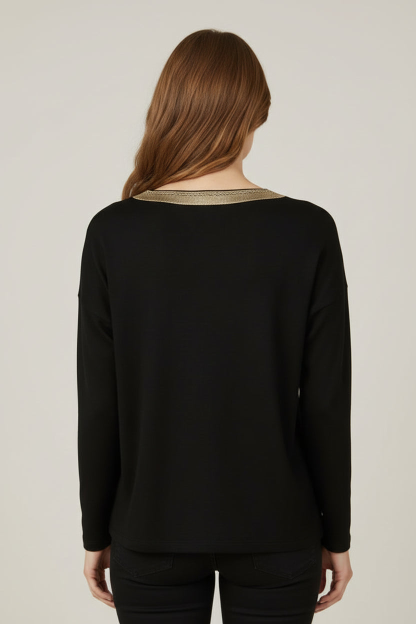 Gold Detail Knit - Black