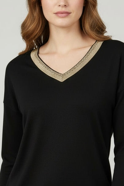 Gold Detail Knit - Black