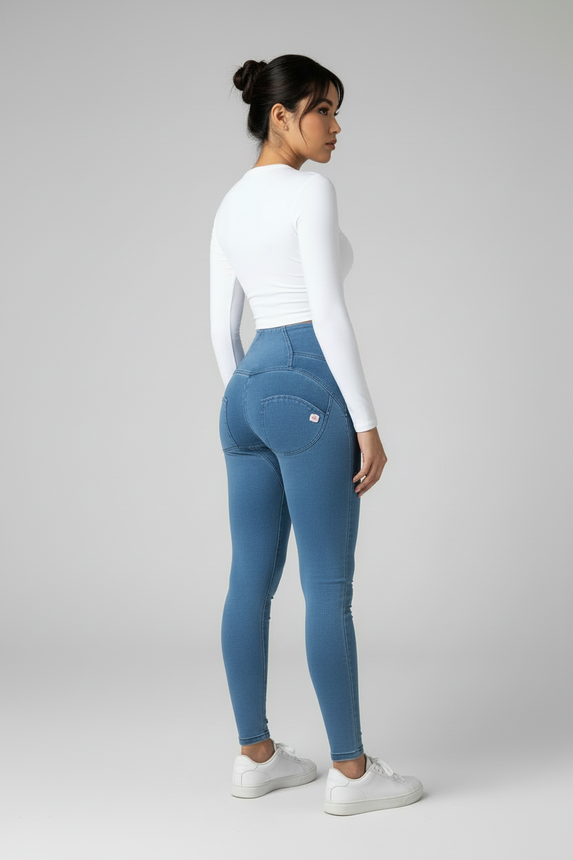 Light Blue Denim High Waist Shape Wear