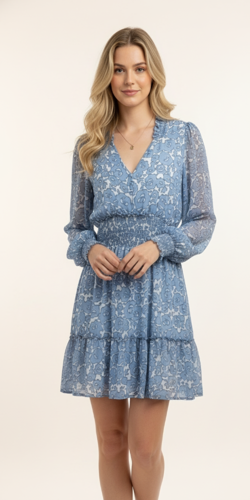 Gold Thread Blue Dress