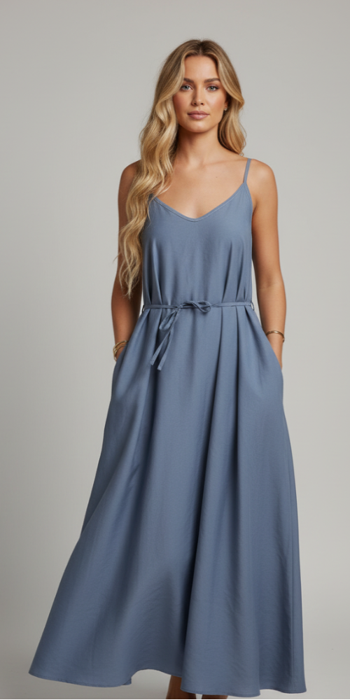 Navy Belted Dress