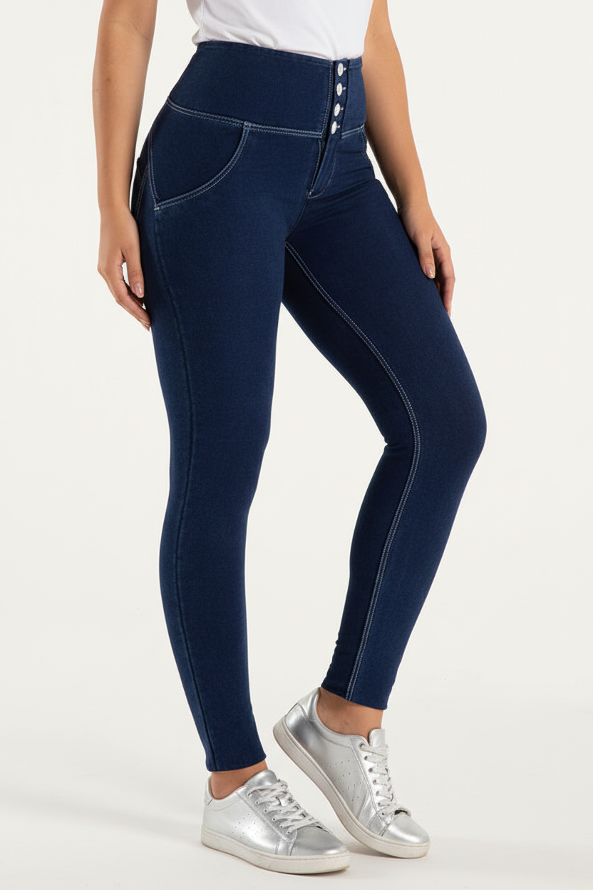 Dark Blue Denim High Waist Shape Wear