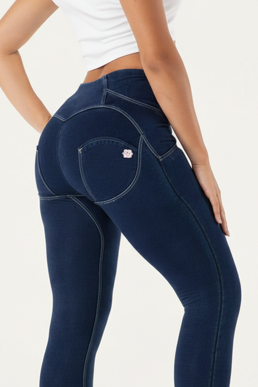 Dark Blue Denim High Waist Shape Wear