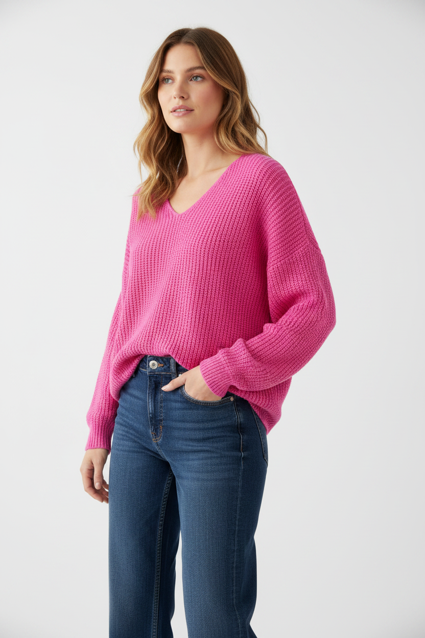 Bubblegum V-Neck - Three-Quarter