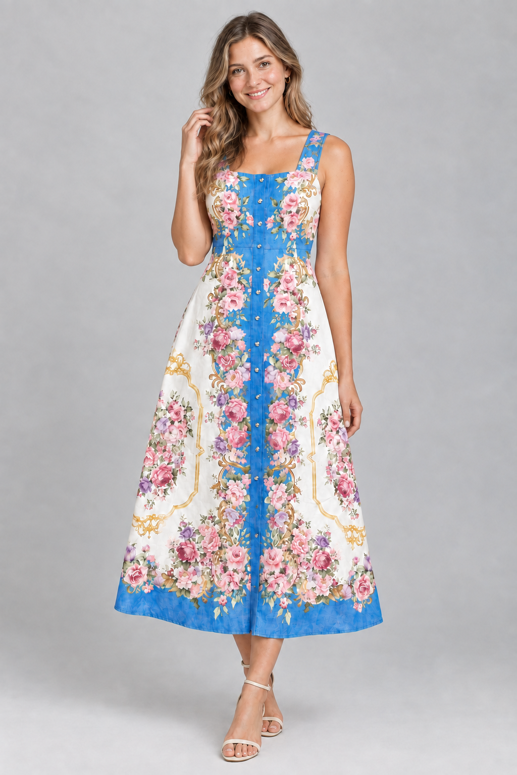 Charlotte dress relaxed three-quarter pose