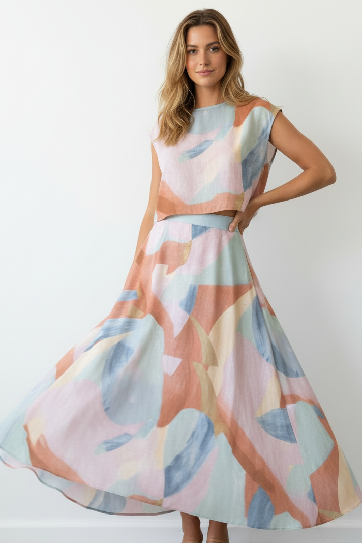 Dusk Luxe Co-Ord – Fuller Longer Skirt Front