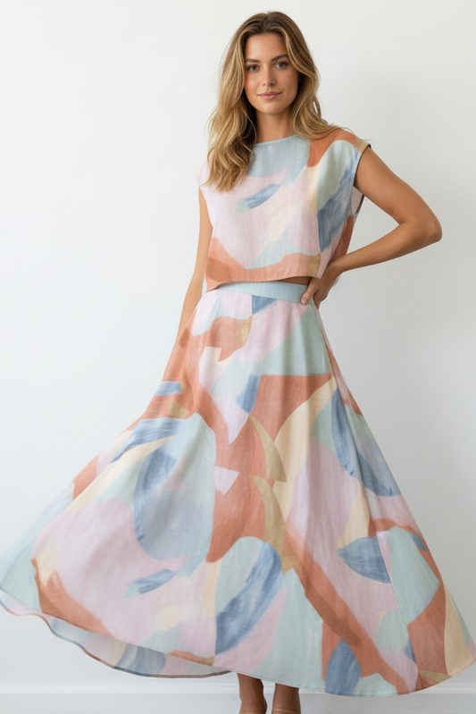 Dusk Luxe Co-Ord – Fuller Longer Skirt Front