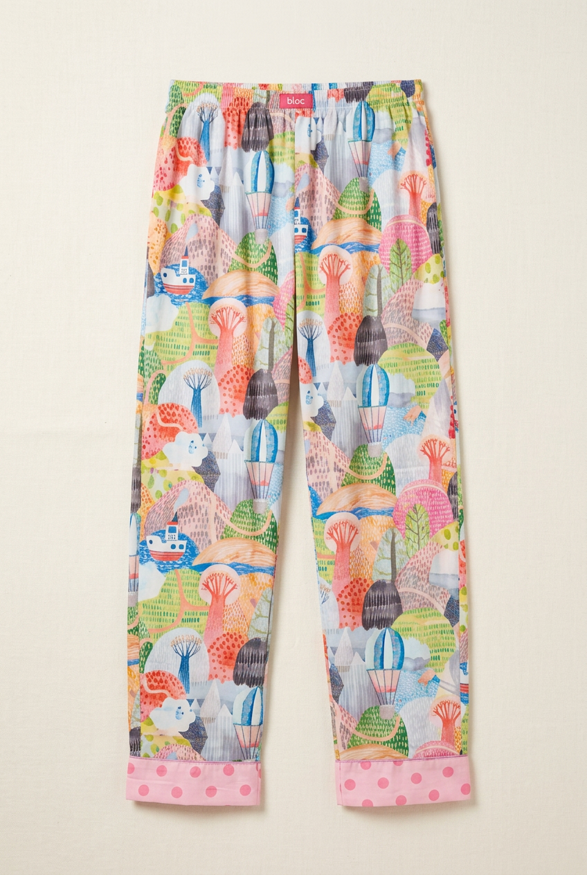 Geometric pyjama pants flat lay