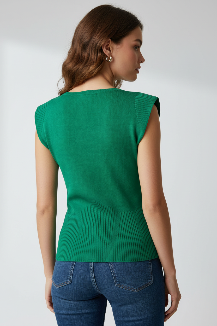 Knitted Tee Green – Back View
