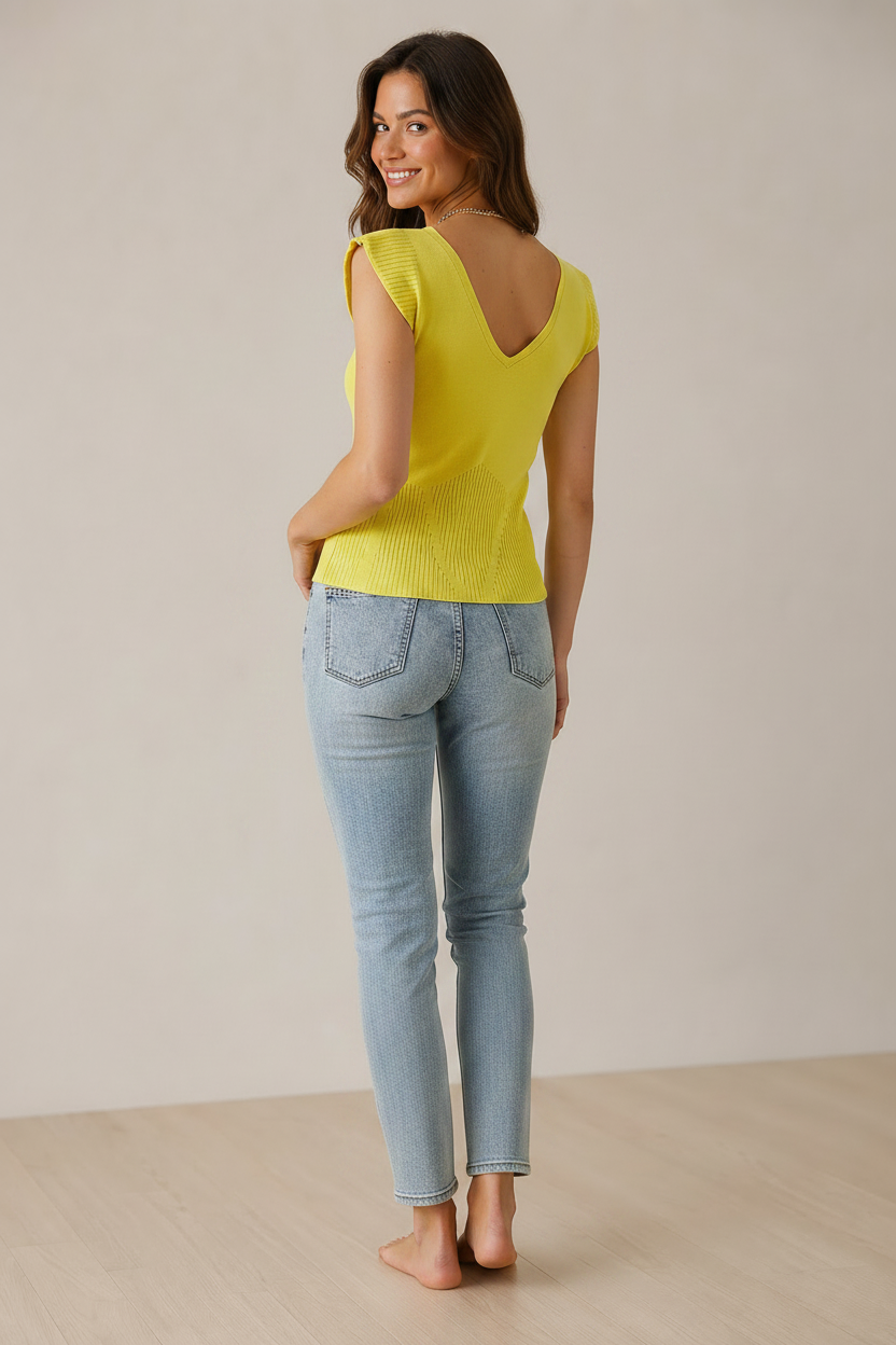 Knitted Tee Yellow - Back