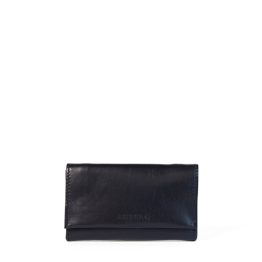 Antelo Evie Three-quarter leather Trifold Wallet Black