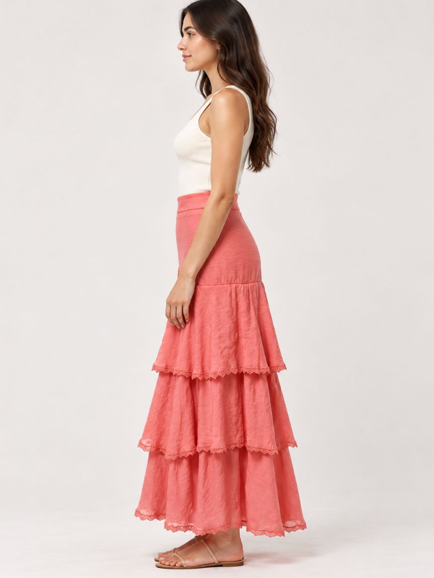 Peach Ruffle Skirt