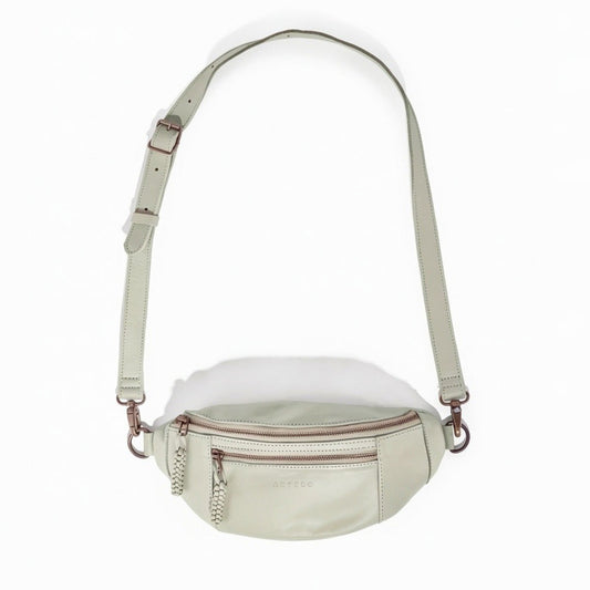 Antelo River Adjustable Leather Moon Bag Bone White