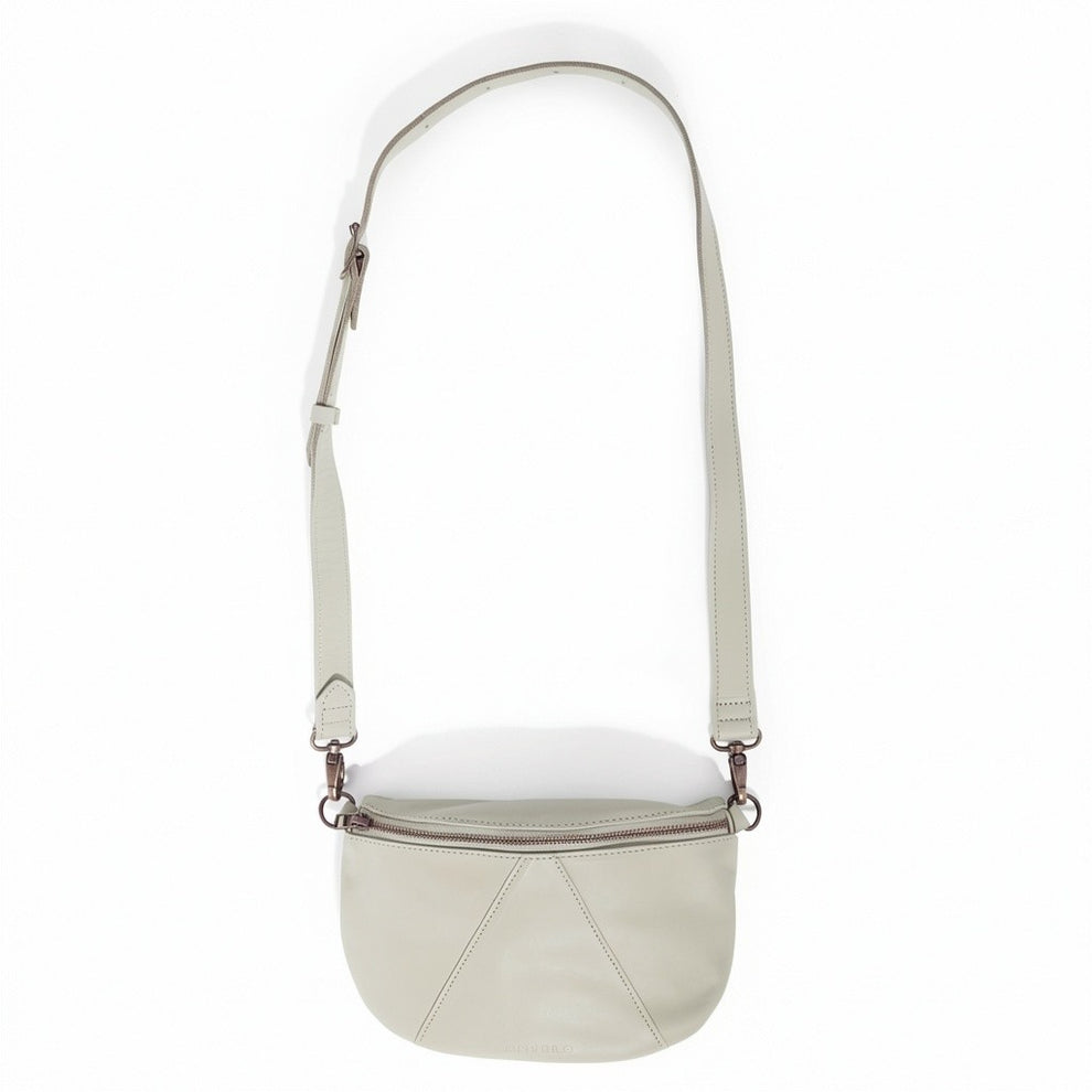 Antelo Ruby Classic Adjustable leather moon bag Bone White