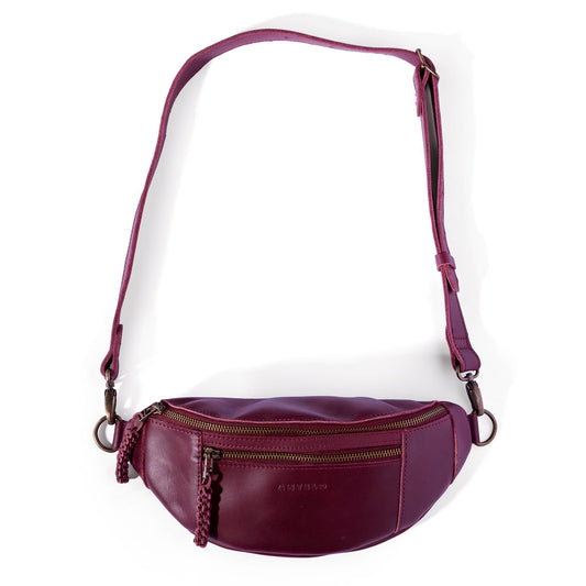 Antelo River adjustable leather moon bag Merlot