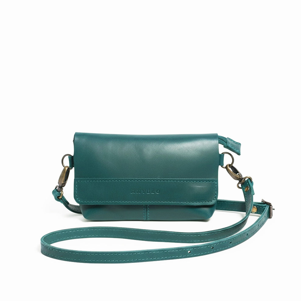 Alfia Micro leather Crossbody Storm Green