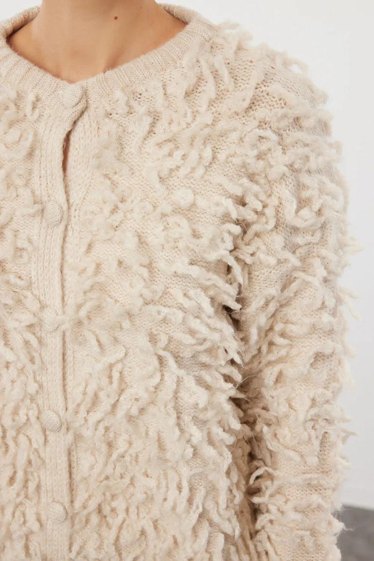 Split Knit Cardigan - Sheepish Cream