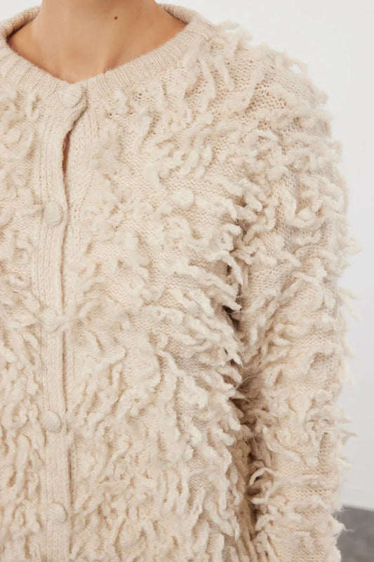 Split Knit Cardigan - Sheepish Cream