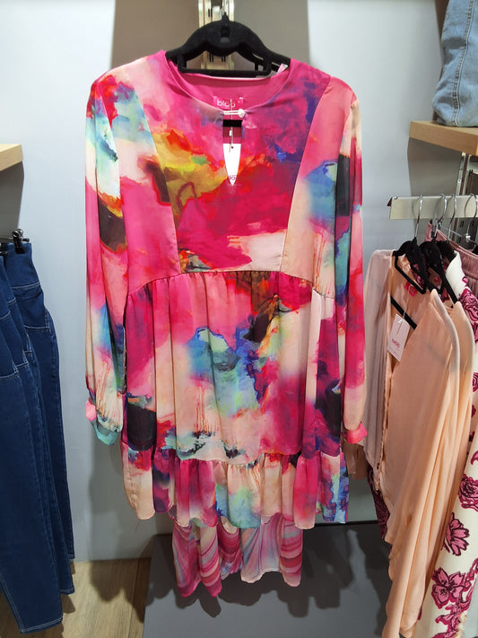 Pink color burst chiffon dress