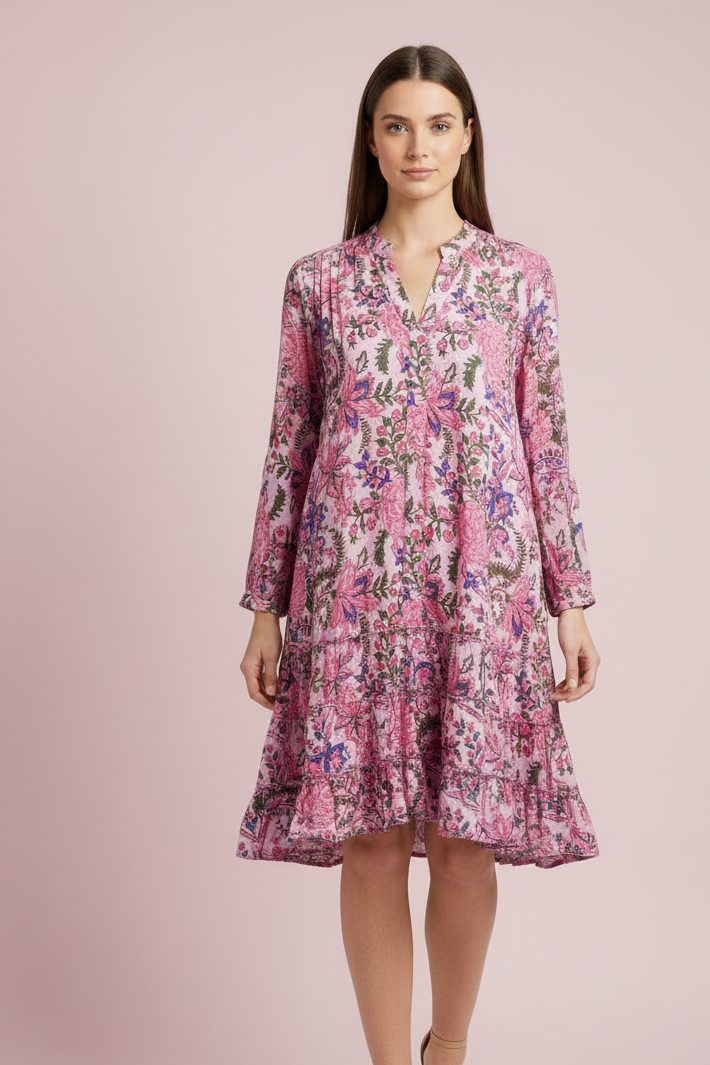 Pink Mid Sleeve Dress