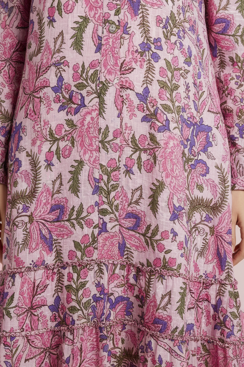 Pink Mid Sleeve Dress