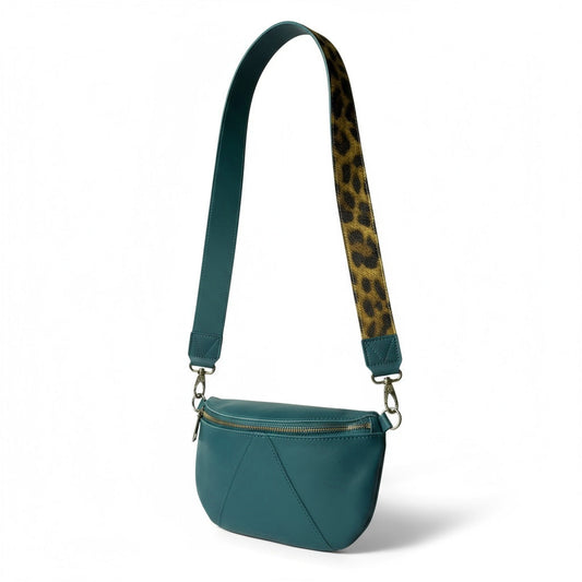 Antelo River Crossbody - Storm Green & Dark Leopard Strap