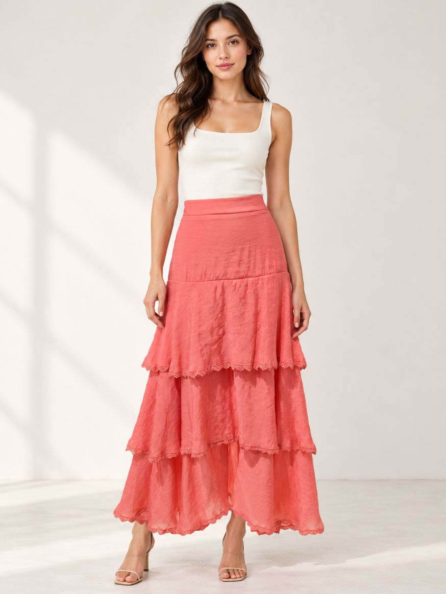 Peach Ruffle Skirt