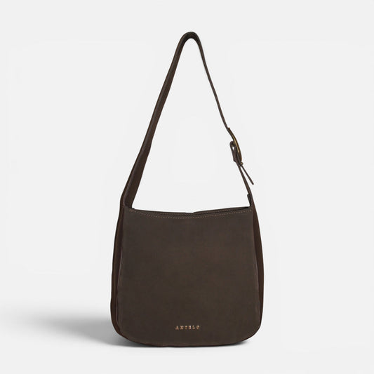 Antelo Buckley Unlined leather Hobo Shoulder Bag Choc Ganache & Brown