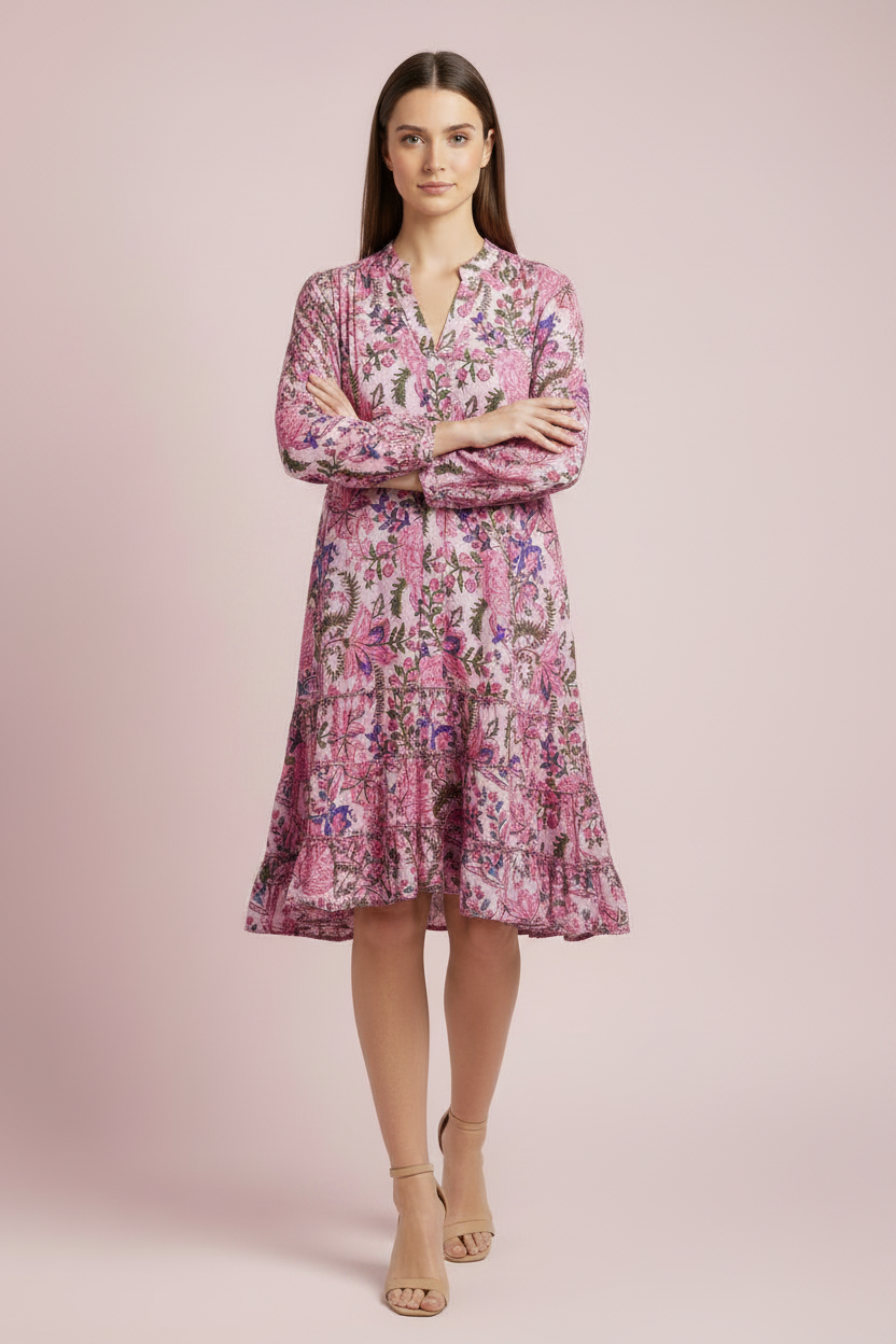 Pink Mid Sleeve Dress
