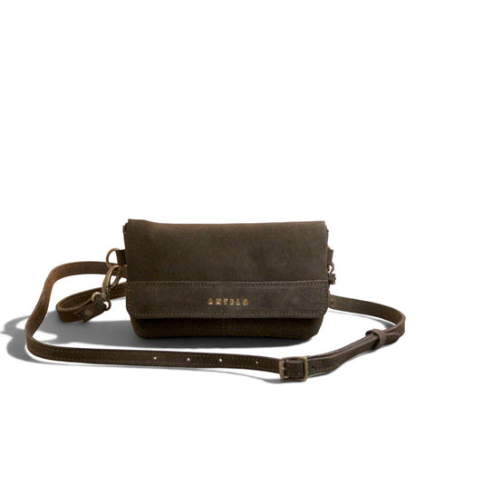 Antelo Alfi Leather Crossbody Choc Ganache Suede