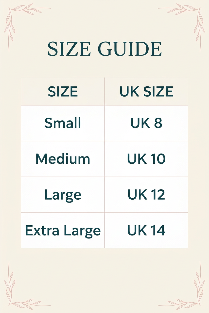 Size guide with no product subtitle
